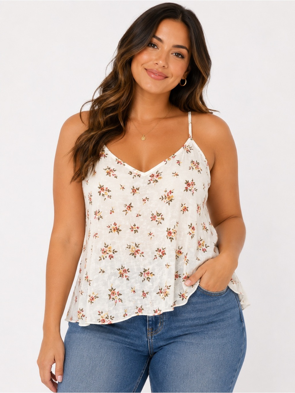 Floral boho cami, Size 1X